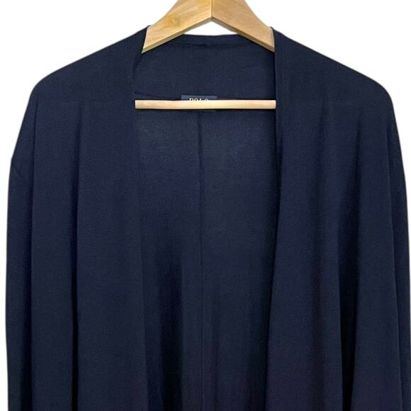 Polo Ralph Lauren Navy Blue Cotton Silk Jersey Open Front Cardigan Sweater - Picture 6 of 7